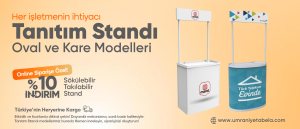 Etiketler; tanıtım Standı, Fasülye Stand, Tattırma Standı, Tadım Standı, Kare Stand, Oval Stand, Sunum Standı, Fuar Standı, Market Standı,